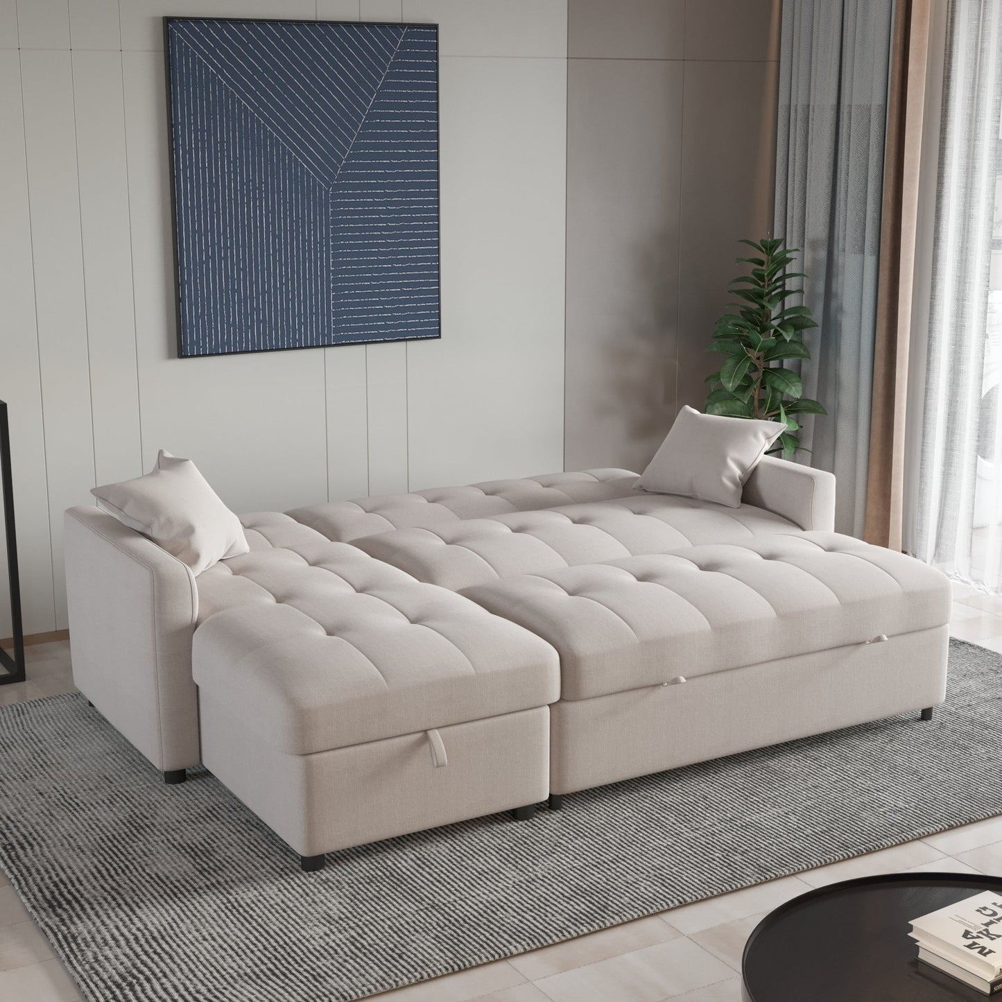 Canapé-lit et chaise longue réversibles de 82 po de large