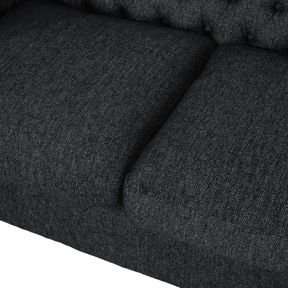 Canapé capitonné en tissu de 83,3 po avec pieds en bois et coussins amovibles