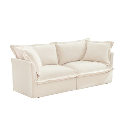 Canapé modulaire 3 places en chenille 83,4 po avec housses amovibles et lavables, capacité de 136 kg