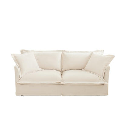 Canapé modulaire 3 places en chenille 83,4 po avec housses amovibles et lavables, capacité de 136 kg