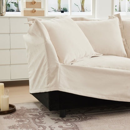 Canapé modulaire 3 places en chenille 83,4 po avec housses amovibles et lavables, capacité de 136 kg