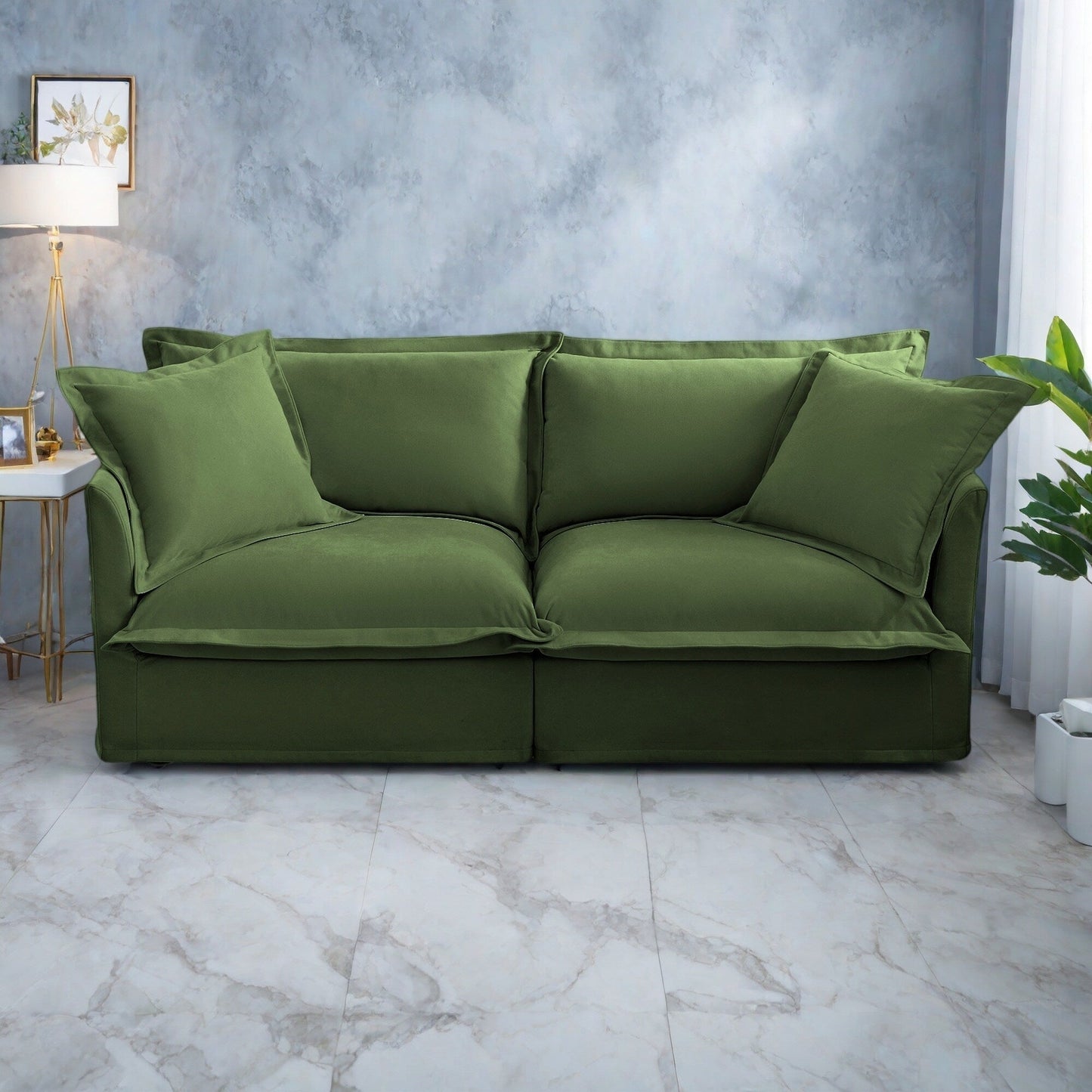 Canapé modulaire 3 places en chenille 83,4 po avec housses amovibles et lavables, capacité de 136 kg