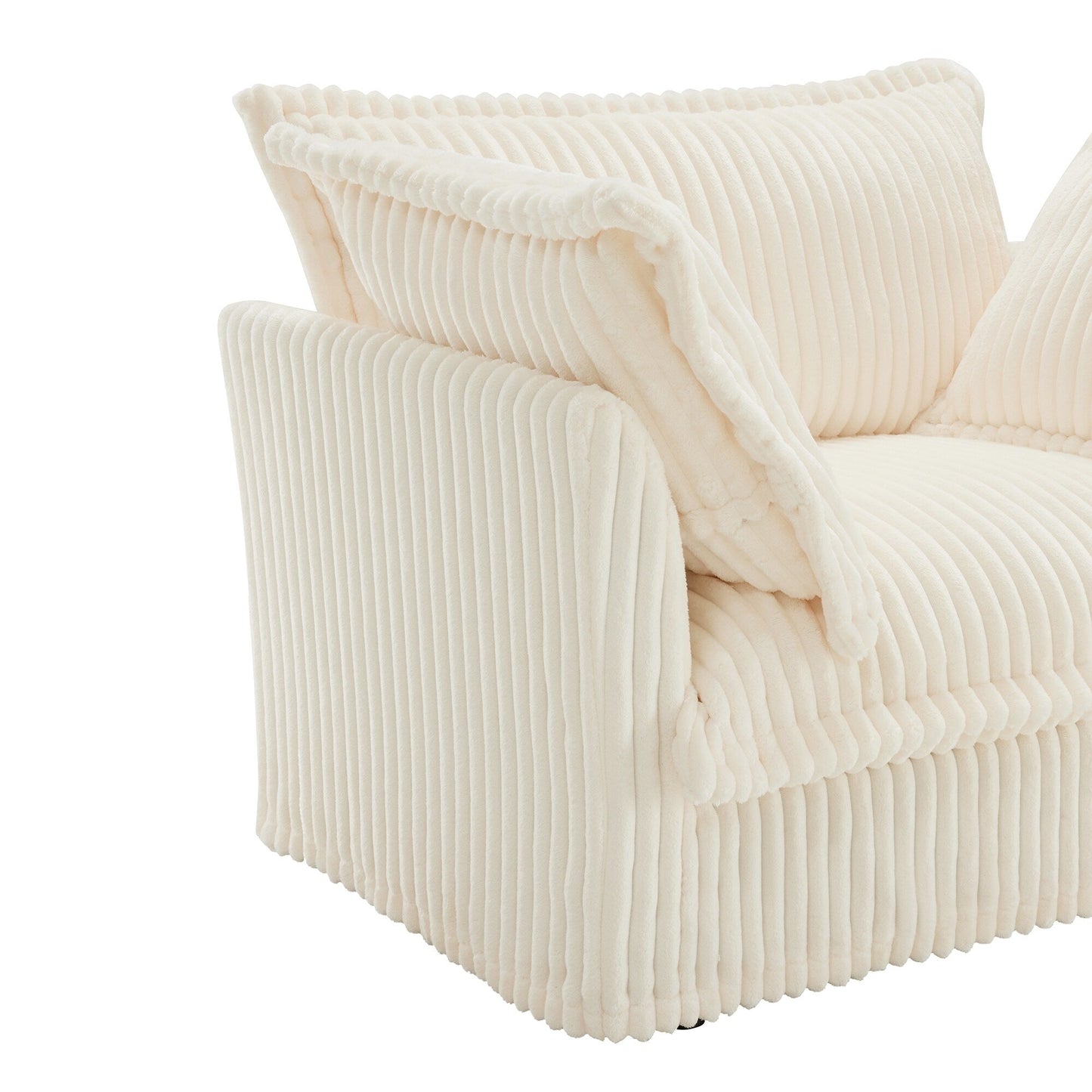 Canapé 2 places en velours côtelé 83,4" avec grands coussins pour le salon