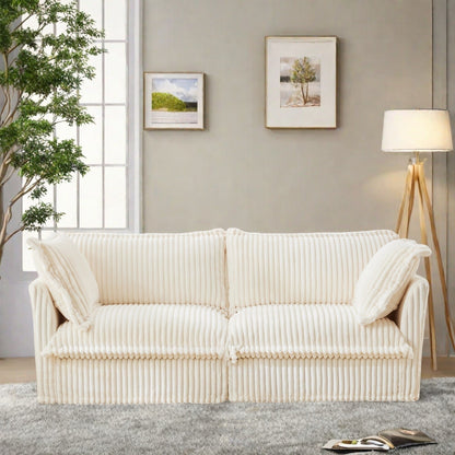 Canapé 2 places en velours côtelé 83,4" avec grands coussins pour le salon