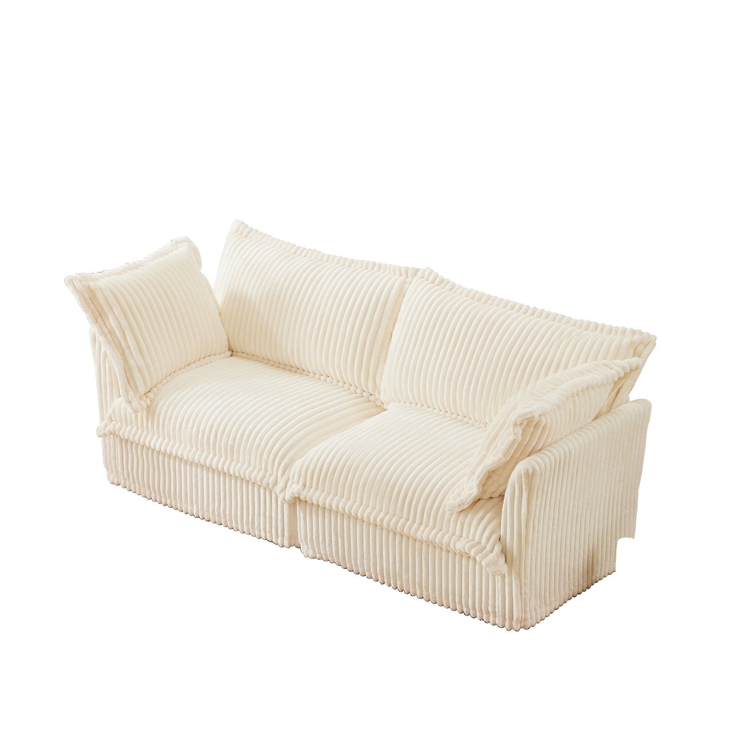 Canapé 2 places en velours côtelé 83,4" avec grands coussins pour le salon