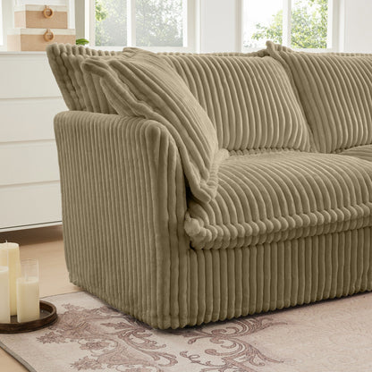 Canapé 2 places en velours côtelé 83,4" avec grands coussins pour le salon