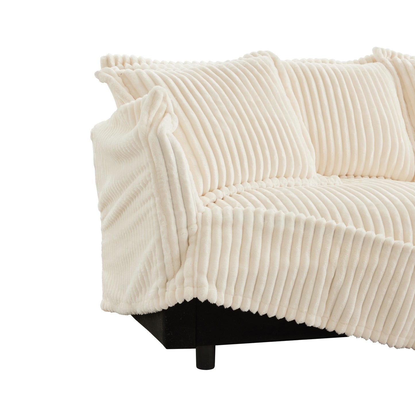 Canapé 2 places en velours côtelé 83,4" avec grands coussins pour le salon