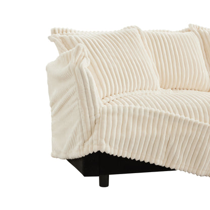 Canapé 2 places en velours côtelé 83,4" avec grands coussins pour le salon