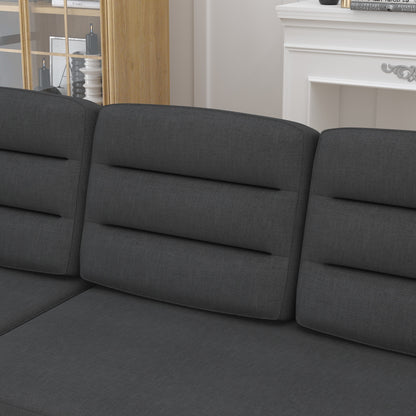 Canapé-lit convertible 3 places en polyester de 83,5 pouces avec lit gigogne, fauteuil inclinable avec rangement, porte-gobelet et poches latérales