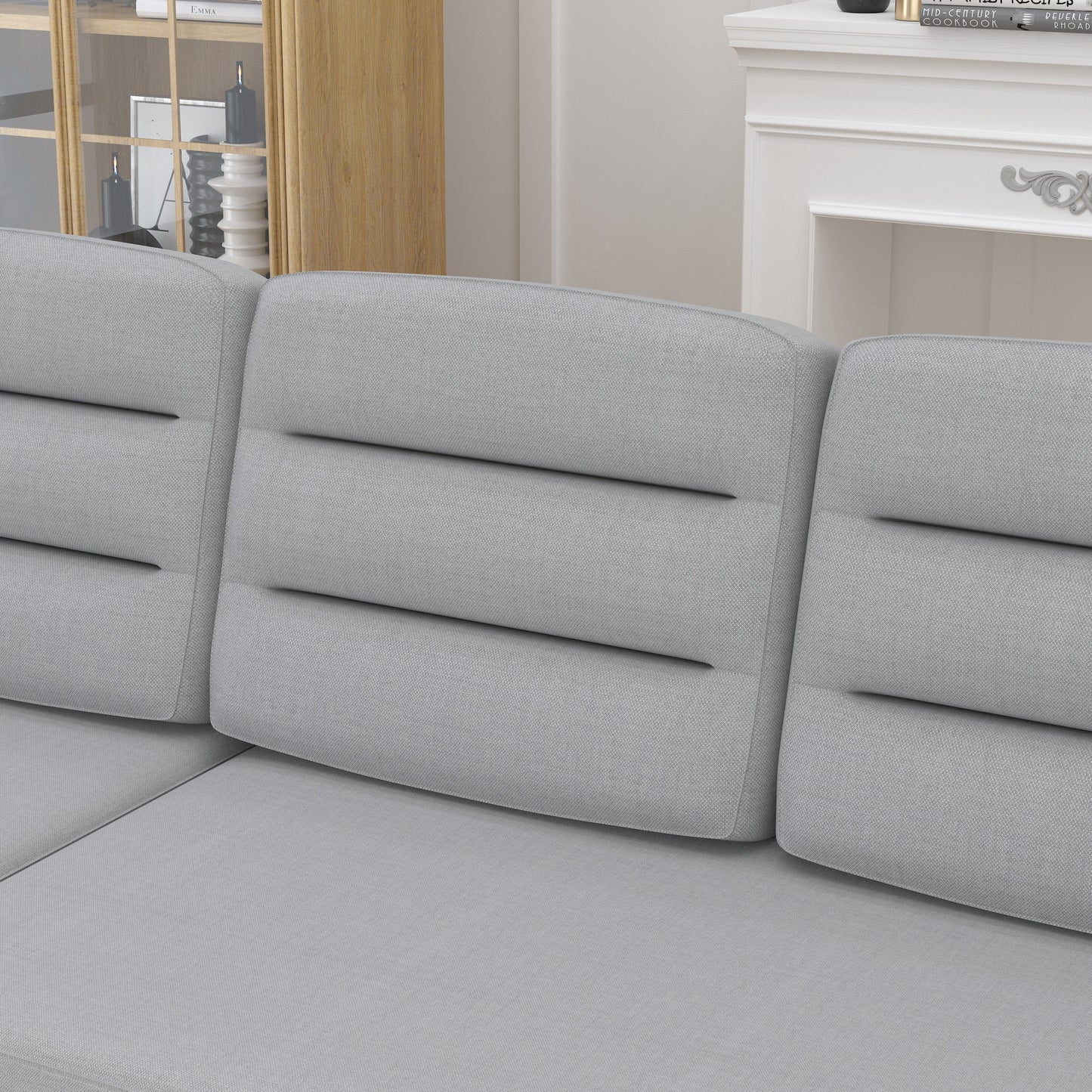 Canapé-lit convertible 3 places en polyester de 83,5 pouces avec lit gigogne, fauteuil inclinable avec rangement, porte-gobelet et poches latérales