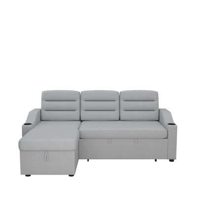Canapé-lit convertible 3 places en polyester de 83,5 pouces avec lit gigogne, fauteuil inclinable avec rangement, porte-gobelet et poches latérales