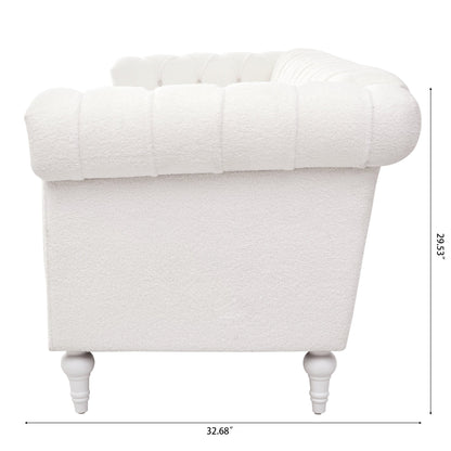 Canapé 3 places en cuir PU 83,66 pouces avec accoudoirs carrés et coussins amovibles, support à ressorts ensachés et garniture cloutée