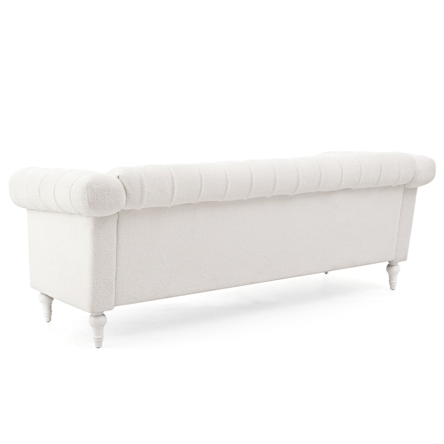 Canapé 3 places en cuir PU 83,66 pouces avec accoudoirs carrés et coussins amovibles, support à ressorts ensachés et garniture cloutée