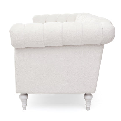 Canapé 3 places en cuir PU 83,66 pouces avec accoudoirs carrés et coussins amovibles, support à ressorts ensachés et garniture cloutée