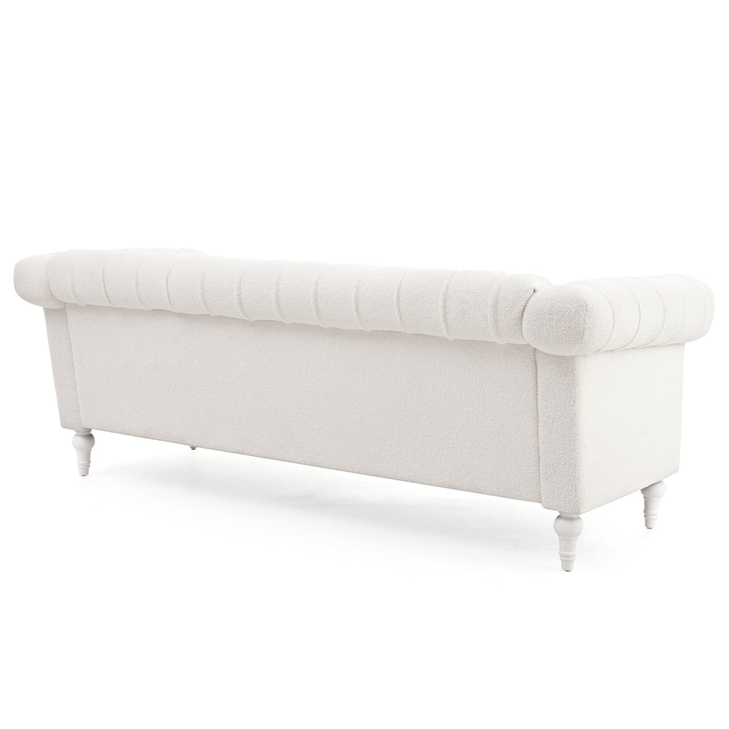 Canapé 3 places en cuir PU 83,66 pouces avec accoudoirs carrés et coussins amovibles, support à ressorts ensachés et garniture cloutée