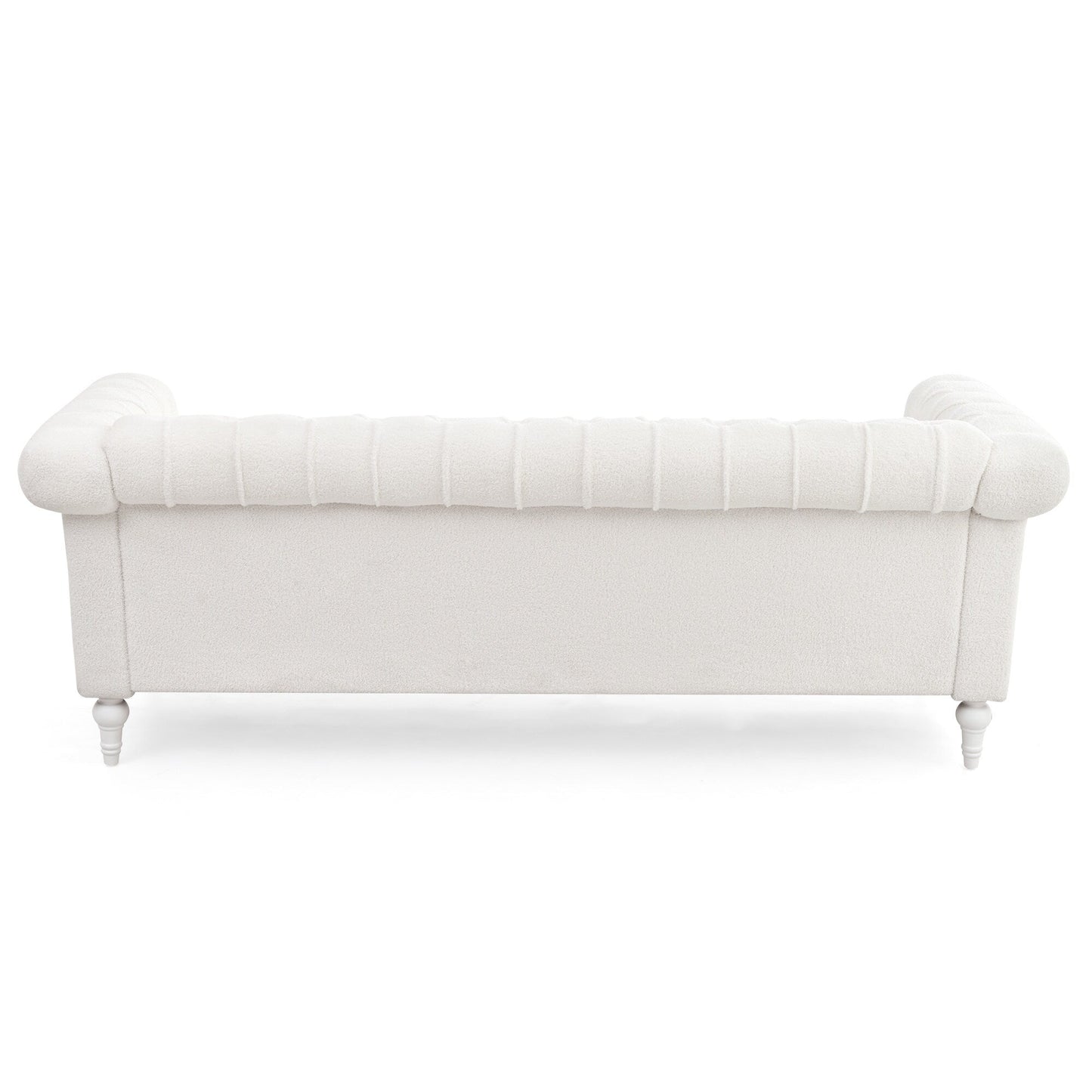 Canapé 3 places en cuir PU 83,66 pouces avec accoudoirs carrés et coussins amovibles, support à ressorts ensachés et garniture cloutée