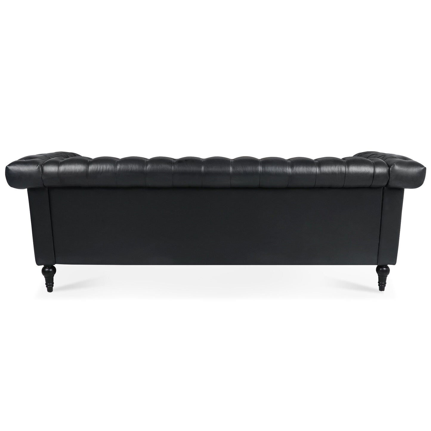 Canapé 3 places en cuir PU 83,66 pouces avec accoudoirs carrés et coussins amovibles, support à ressorts ensachés et garniture cloutée