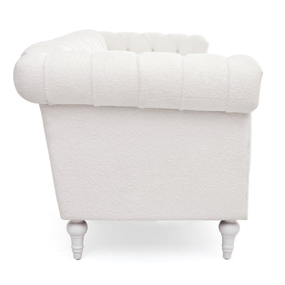 Canapé 3 places en cuir PU 83,66 pouces avec accoudoirs carrés et coussins amovibles, support à ressorts ensachés et garniture cloutée