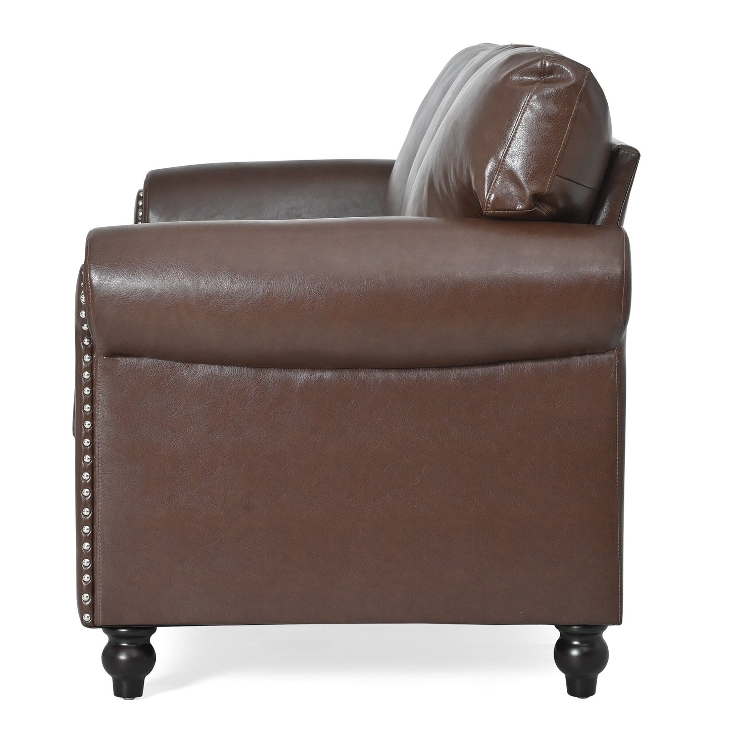 Canapé 3 places en tissu à accoudoirs enroulables, assise à ressorts ensachés, dossier en mousse PP et structure en bois massif (83,86 €)