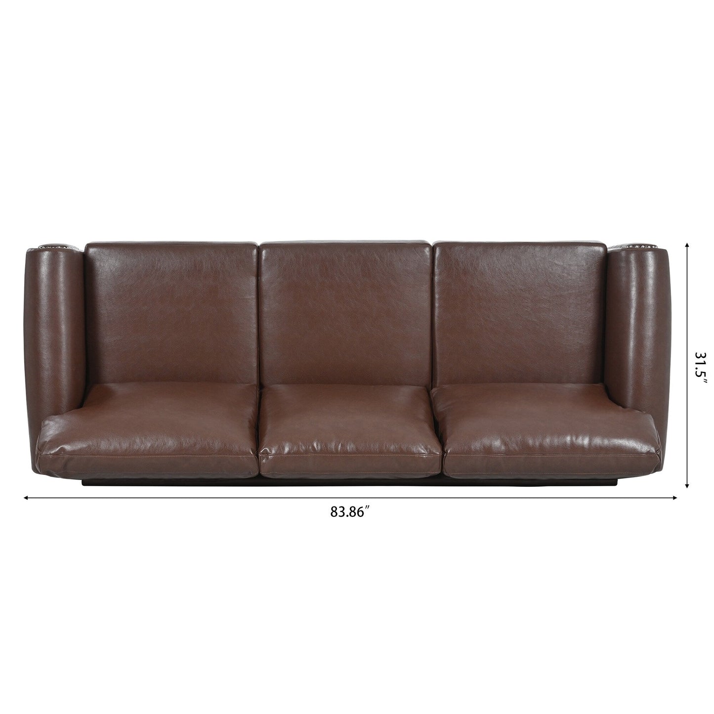 Canapé 3 places en tissu à accoudoirs enroulables, assise à ressorts ensachés, dossier en mousse PP et structure en bois massif (83,86 €)