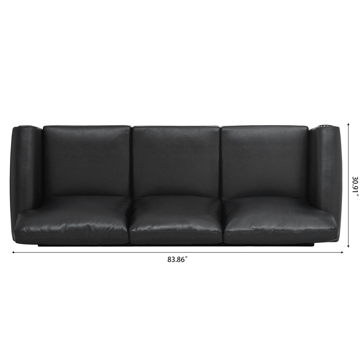 Canapé 3 places en tissu à accoudoirs enroulables, assise à ressorts ensachés, dossier en mousse PP et structure en bois massif (83,86 €)