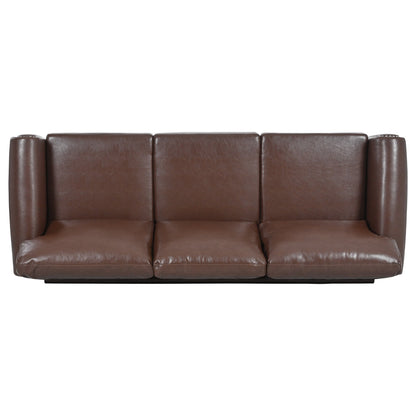 Canapé 3 places en tissu à accoudoirs enroulables, assise à ressorts ensachés, dossier en mousse PP et structure en bois massif (83,86 €)