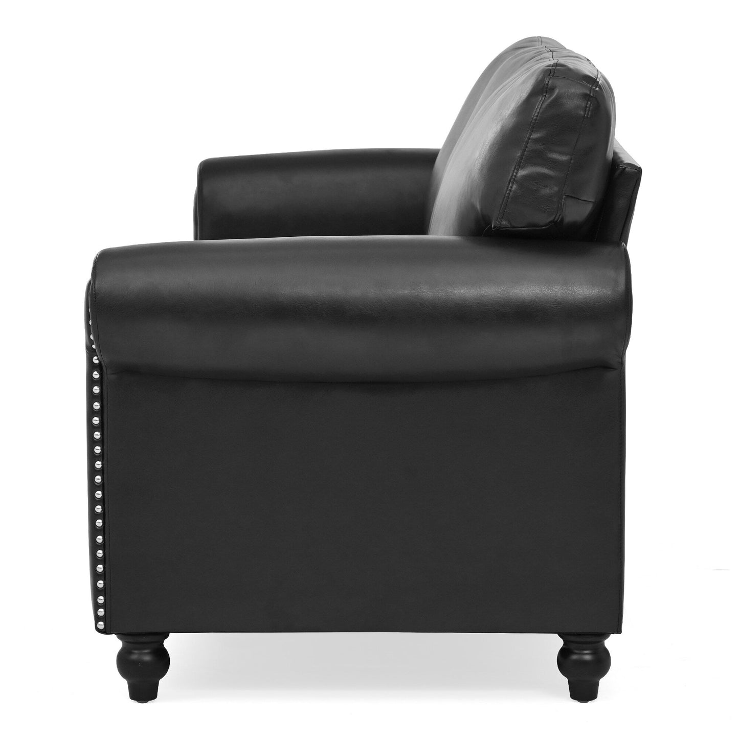 Canapé 3 places en tissu à accoudoirs enroulables, assise à ressorts ensachés, dossier en mousse PP et structure en bois massif (83,86 €)