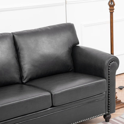 Canapé 3 places rembourré avec clous et pieds en bouleau pour salon (83,86 €)
