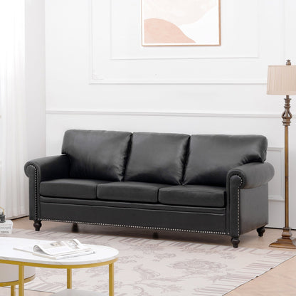 Canapé 3 places rembourré avec clous et pieds en bouleau pour salon (83,86 €)