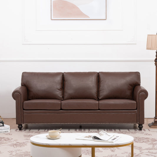Canapé 3 places rembourré avec clous et pieds en bouleau pour salon (83,86 €)