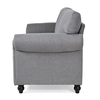 Canapé 3 places rembourré avec clous et pieds en bouleau pour salon (83,86 €)