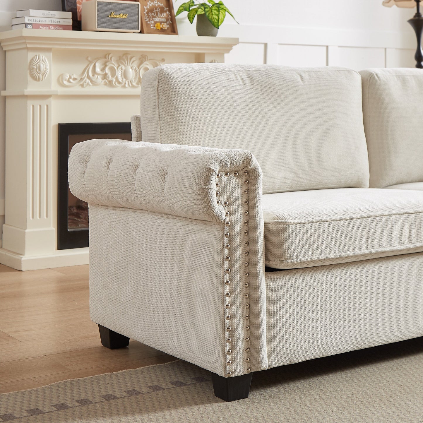 Canapé-lit convertible 2 en 1 3 places en polyester avec matelas pliable pour salon