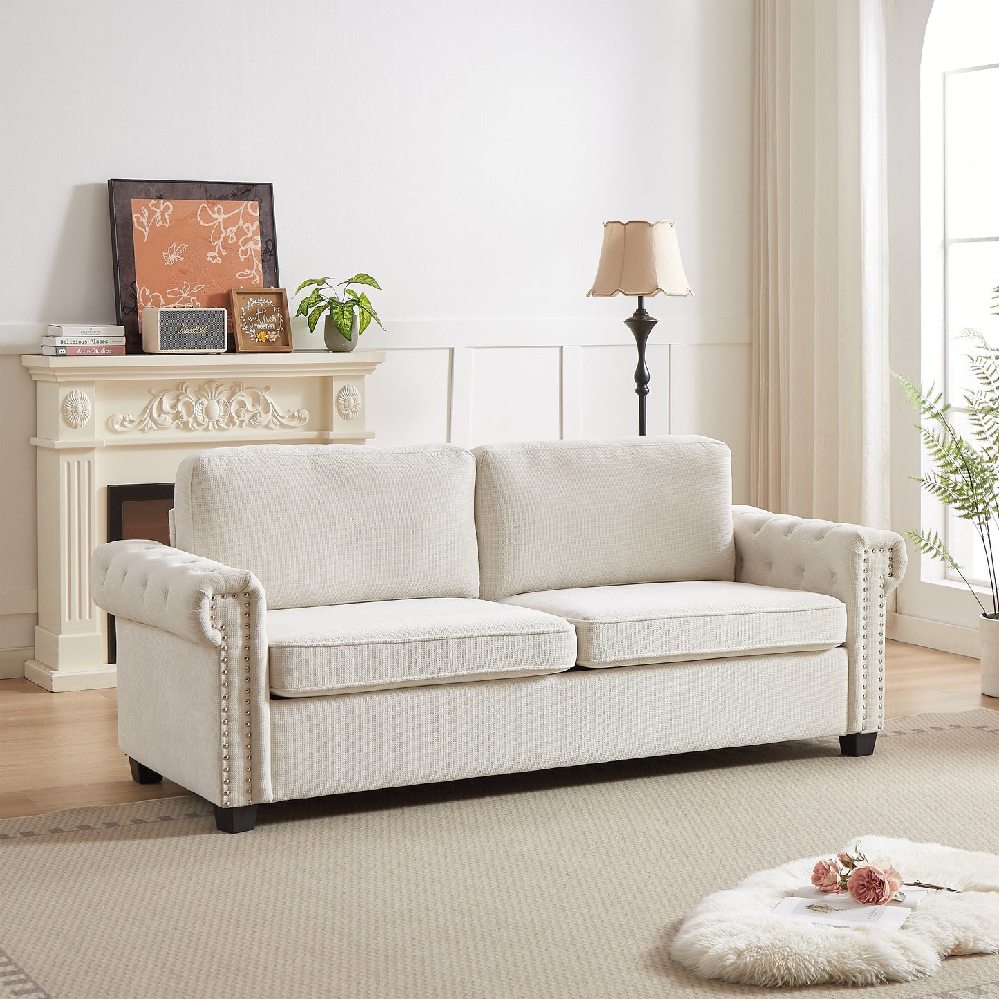 Canapé-lit convertible 2 en 1 3 places en polyester avec matelas pliable pour salon