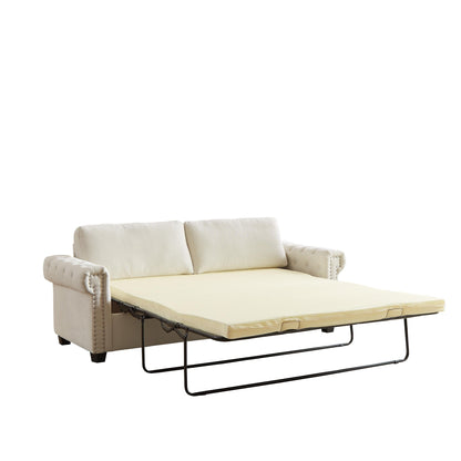 Canapé-lit convertible 2 en 1 3 places en polyester avec matelas pliable pour salon