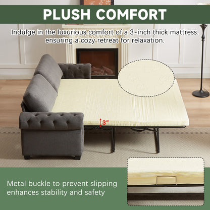 Canapé-lit convertible 2 en 1 3 places en polyester avec matelas pliable pour salon