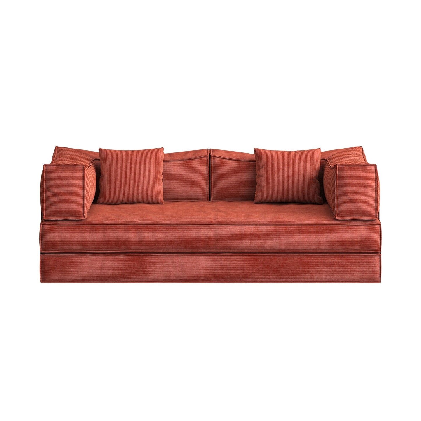 Canapé-lit convertible rembourré 83 en velours côtelé, futon pliable avec 2 oreillers