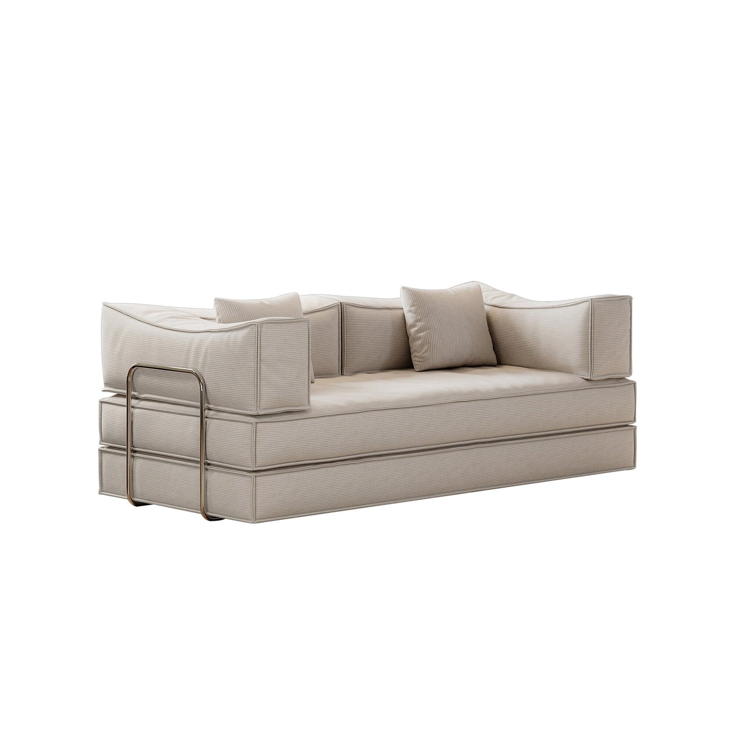 Canapé-lit convertible rembourré 83 en velours côtelé, futon pliable avec 2 oreillers