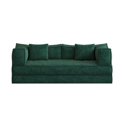 Canapé-lit convertible rembourré 83 en velours côtelé, futon pliable avec 2 oreillers