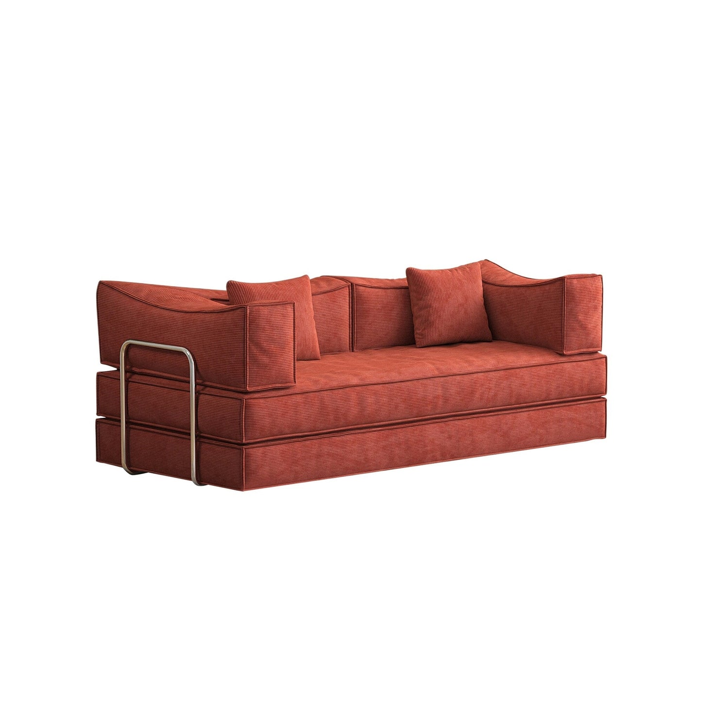Canapé-lit convertible rembourré 83 en velours côtelé, futon pliable avec 2 oreillers