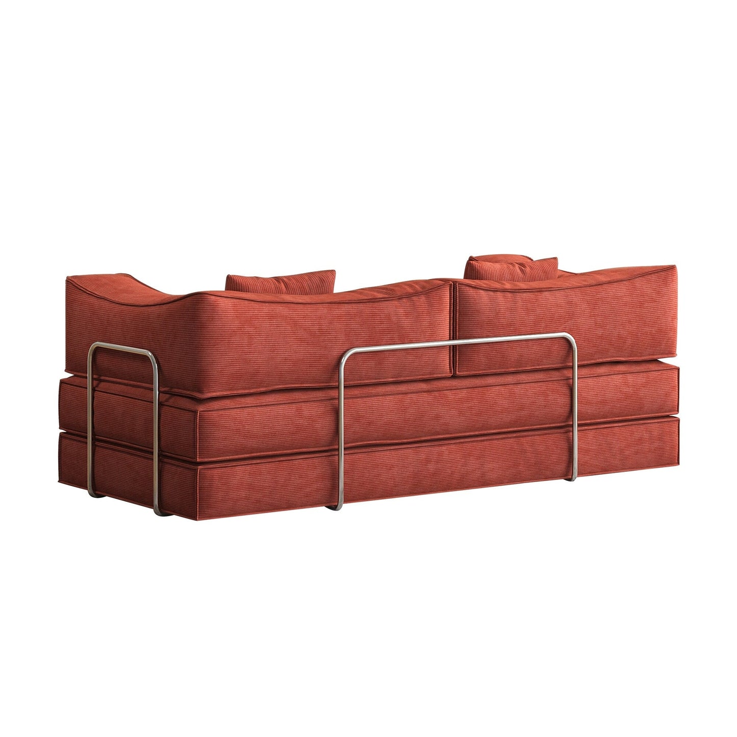 Canapé-lit convertible rembourré 83 en velours côtelé, futon pliable avec 2 oreillers