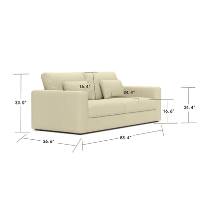 Canapé 3 places en tissu 83Fabric - Confort moelleux à double rembourrage pour salons modernes