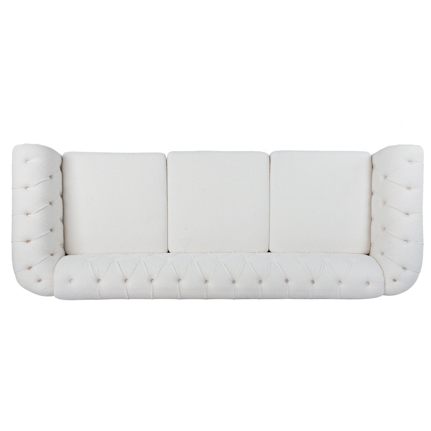 Canapé capitonné blanc nordique avec accoudoirs roulés - 32,09 x 84,65 x 28,35