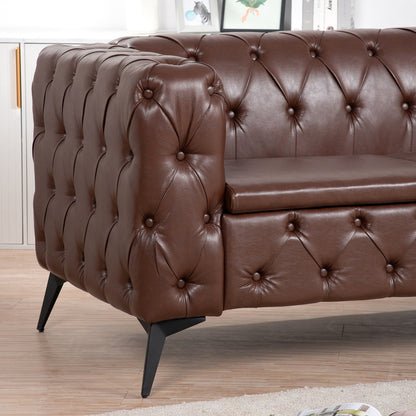 Canapé 3 places traditionnel en polyuréthane à accoudoirs carrés, avec coussins amovibles, assise à ressorts ensachés et base traîneau en fer, modèle 84.06