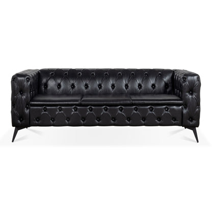 Canapé 3 places traditionnel en polyuréthane à accoudoirs carrés, avec coussins amovibles, assise à ressorts ensachés et base traîneau en fer, modèle 84.06