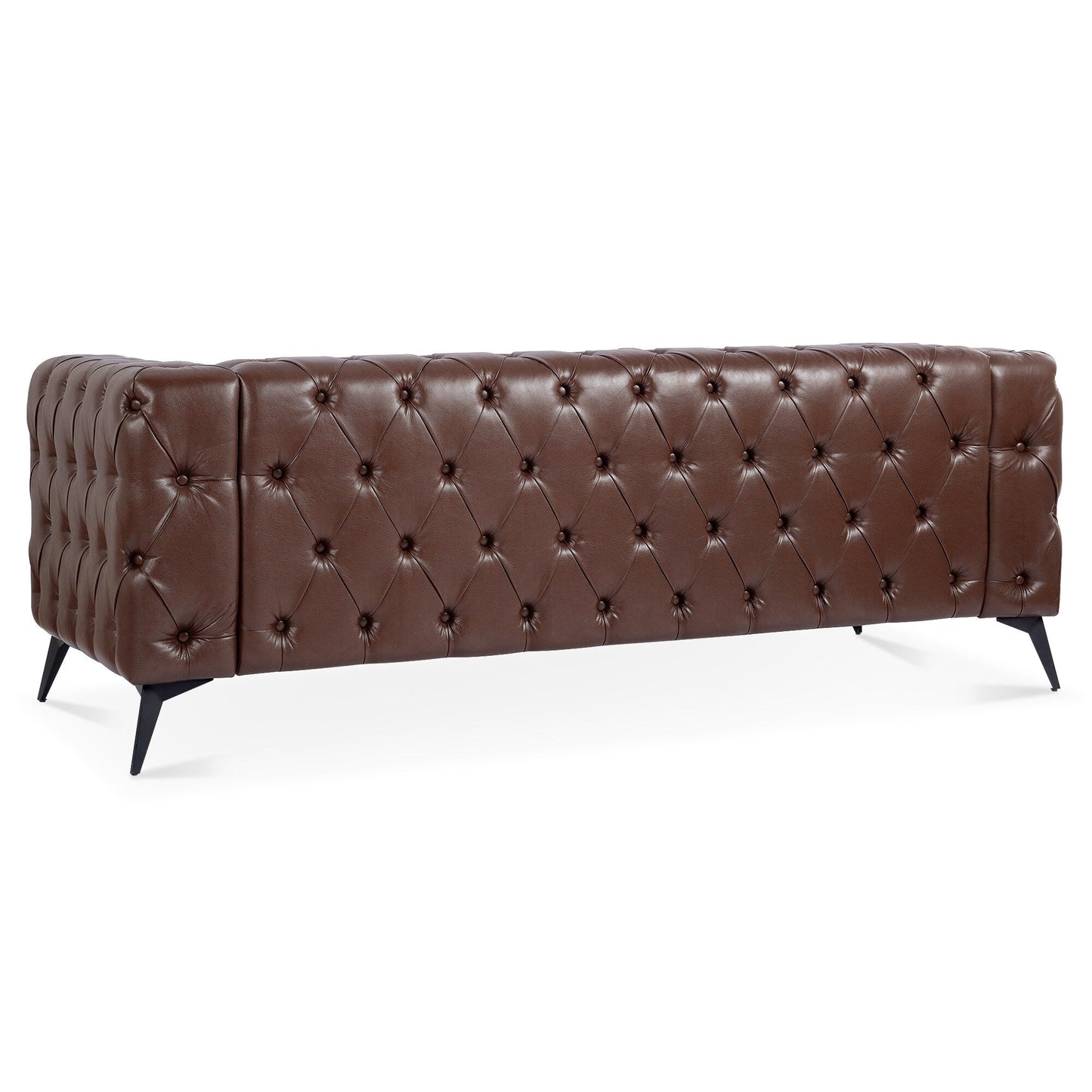 Canapé 3 places traditionnel en polyuréthane à accoudoirs carrés, avec coussins amovibles, assise à ressorts ensachés et base traîneau en fer, modèle 84.06