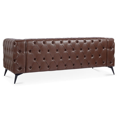 Canapé 3 places traditionnel en polyuréthane à accoudoirs carrés, avec coussins amovibles, assise à ressorts ensachés et base traîneau en fer, modèle 84.06