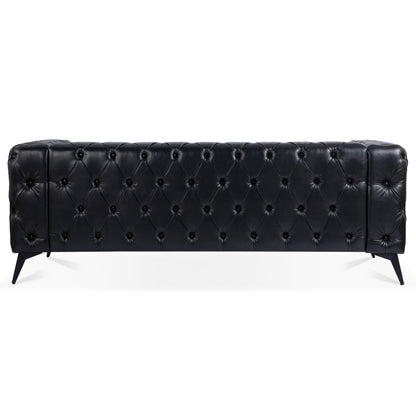 Canapé 3 places traditionnel en polyuréthane à accoudoirs carrés, avec coussins amovibles, assise à ressorts ensachés et base traîneau en fer, modèle 84.06