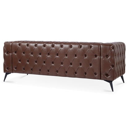 Canapé 3 places traditionnel en polyuréthane à accoudoirs carrés, avec coussins amovibles, assise à ressorts ensachés et base traîneau en fer, modèle 84.06