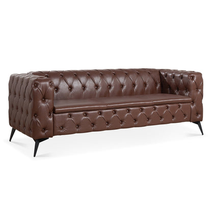 Canapé 3 places traditionnel en polyuréthane à accoudoirs carrés, avec coussins amovibles, assise à ressorts ensachés et base traîneau en fer, modèle 84.06