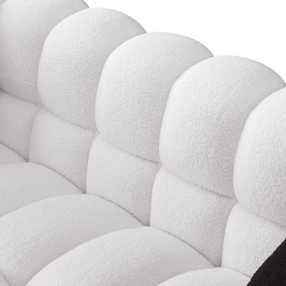 84.3 Luxueux grand canapé Boucle 3 places rembourré Marshmallow avec 2 coussins décoratifs carrés et accoudoirs carrés